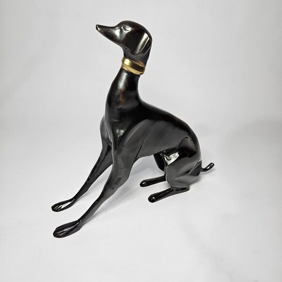 Bronze Dog Abstract Whippet Doberman Vintage Retro Metal Art Sculpture Figurine - Picture 1 of 5